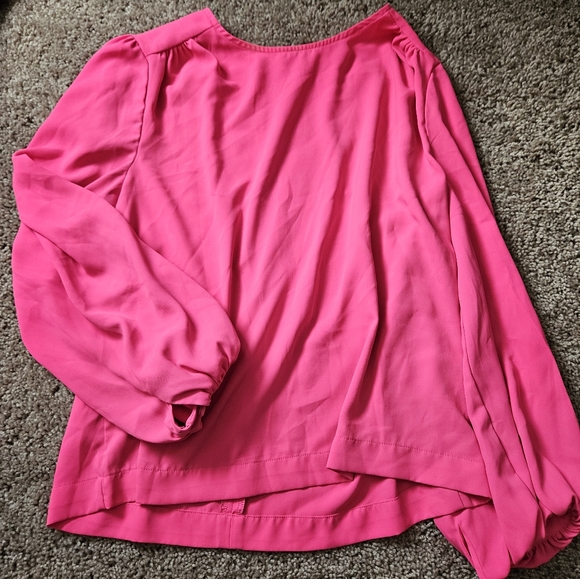 Marled Tops - Marled neon pink small womens blouse dress long sleeve proffessional work attire